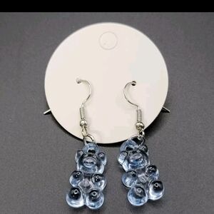 Translucent Blue Gummy Bears Earrings, Sweet And Delicious Looking Gummy Bear